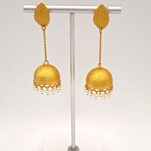 925 Sterling Silver Jhumka Natural Pearl Earrings – Great for Indian Weddings - Picture 5 of 10